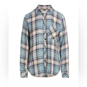Rails Hunter Plaid Button Down Shirt Women’s XS Teal‎ Peach Navy